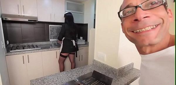  Transsexual frenchmaid sucking and fucking